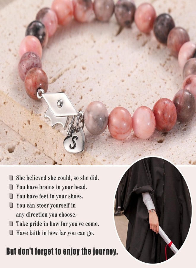 Sistble Graduation Gifts Class of 2025 Graduation Bracelet A Initial Bracelets for Women 8th 6th 5th Grade Graduation Decorations Middle High School Teen Girl Gifts Zebra Stone Jewelry - Image 2